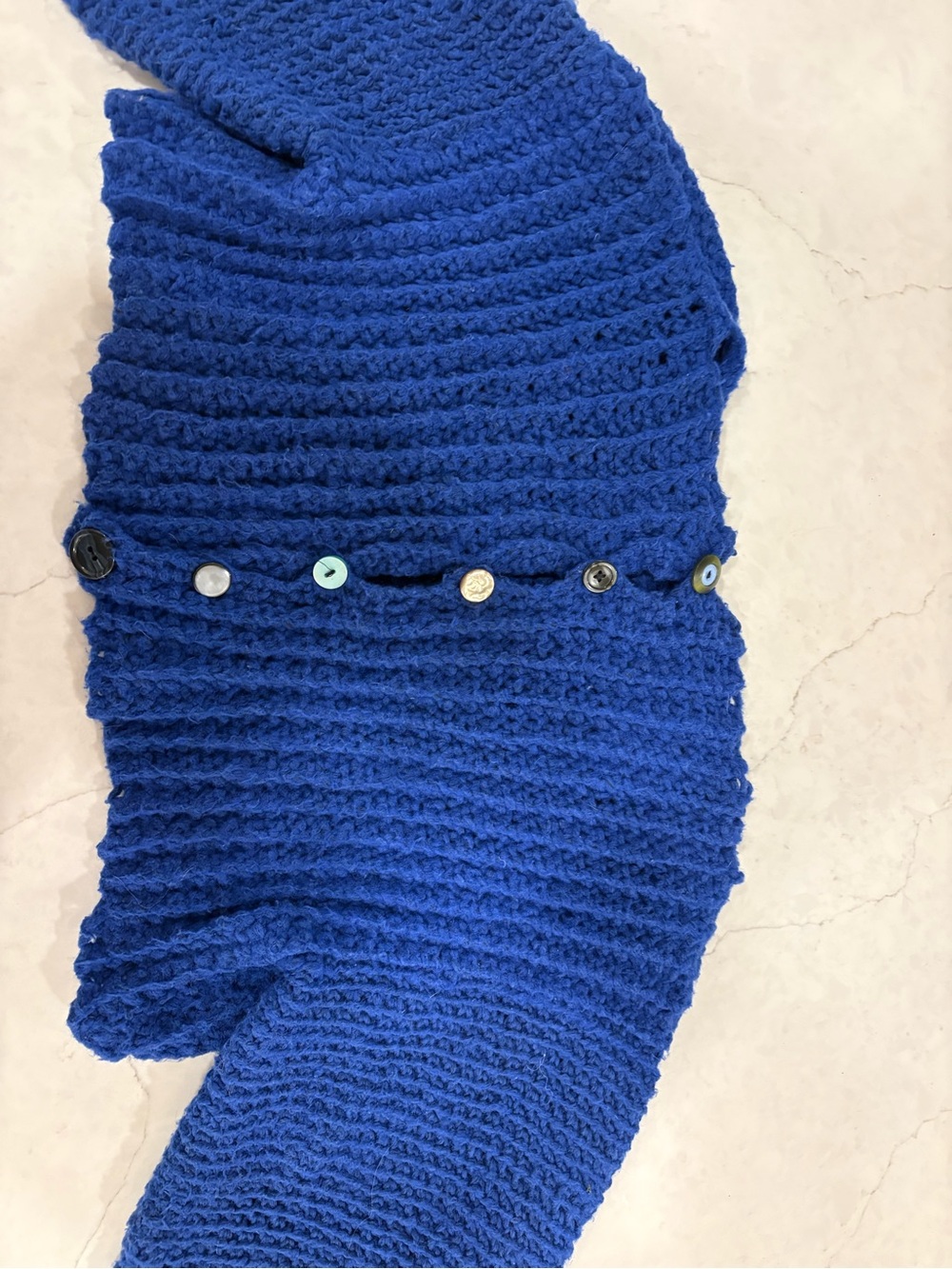 Button-Front Knit Shrug Cardigan - Cobalt Blue